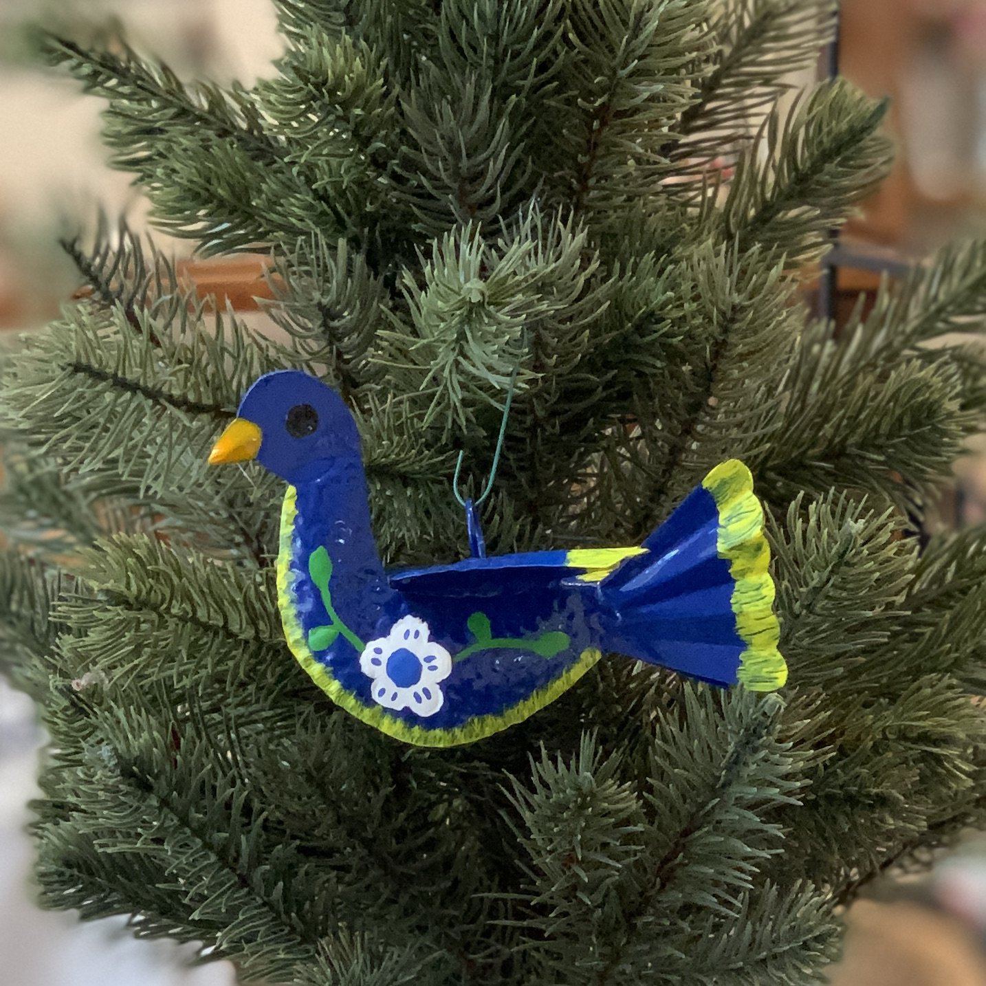 Painted Tin Mexican Paloma Dove Birds Christmas Zinnia Folk Arts   