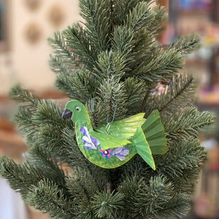 Painted Tin Mexican Paloma Dove Birds Christmas Zinnia Folk Arts   