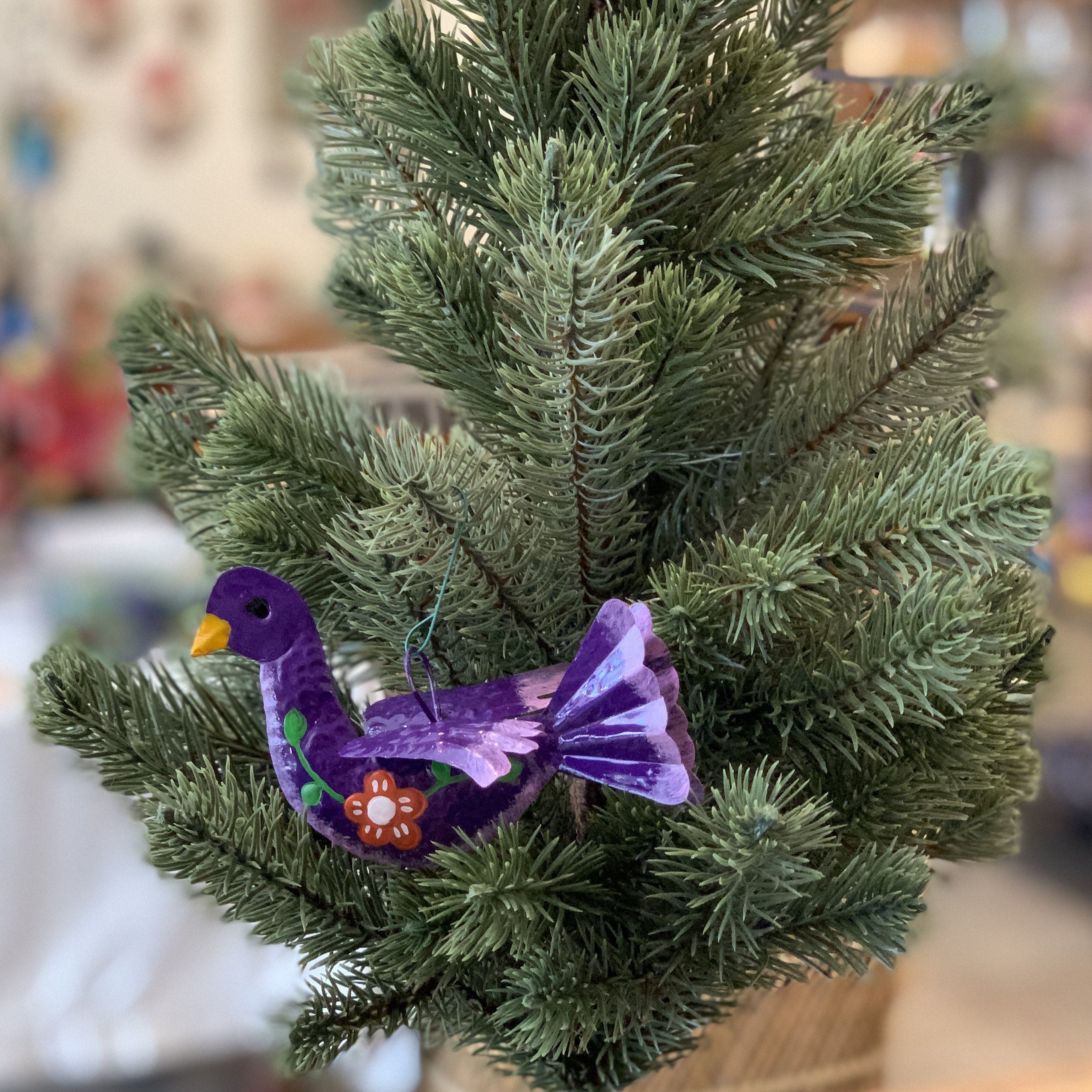 Painted Tin Mexican Paloma Dove Birds Christmas Zinnia Folk Arts   