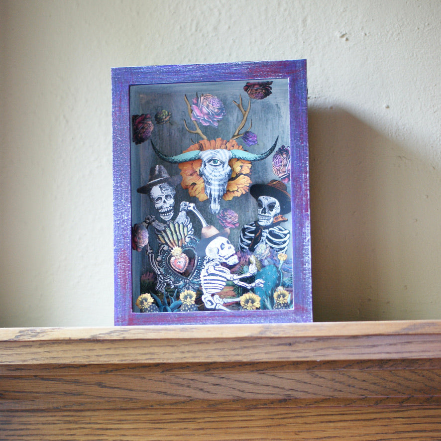 Painted Wood Nicho Boxes by American Folk Artist Day of the Dead Zinnia Folk Arts   