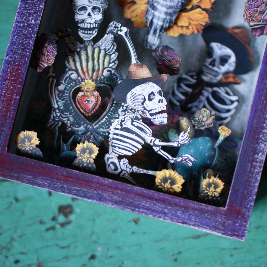 Painted Wood Nicho Boxes by American Folk Artist Day of the Dead Zinnia Folk Arts   