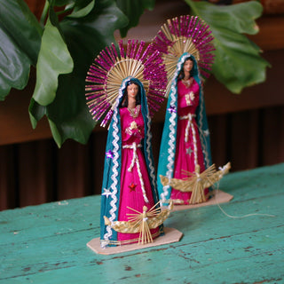 Palm Sunday Guadalupe with Green Robe and Glitter  Zinnia Folk Arts   