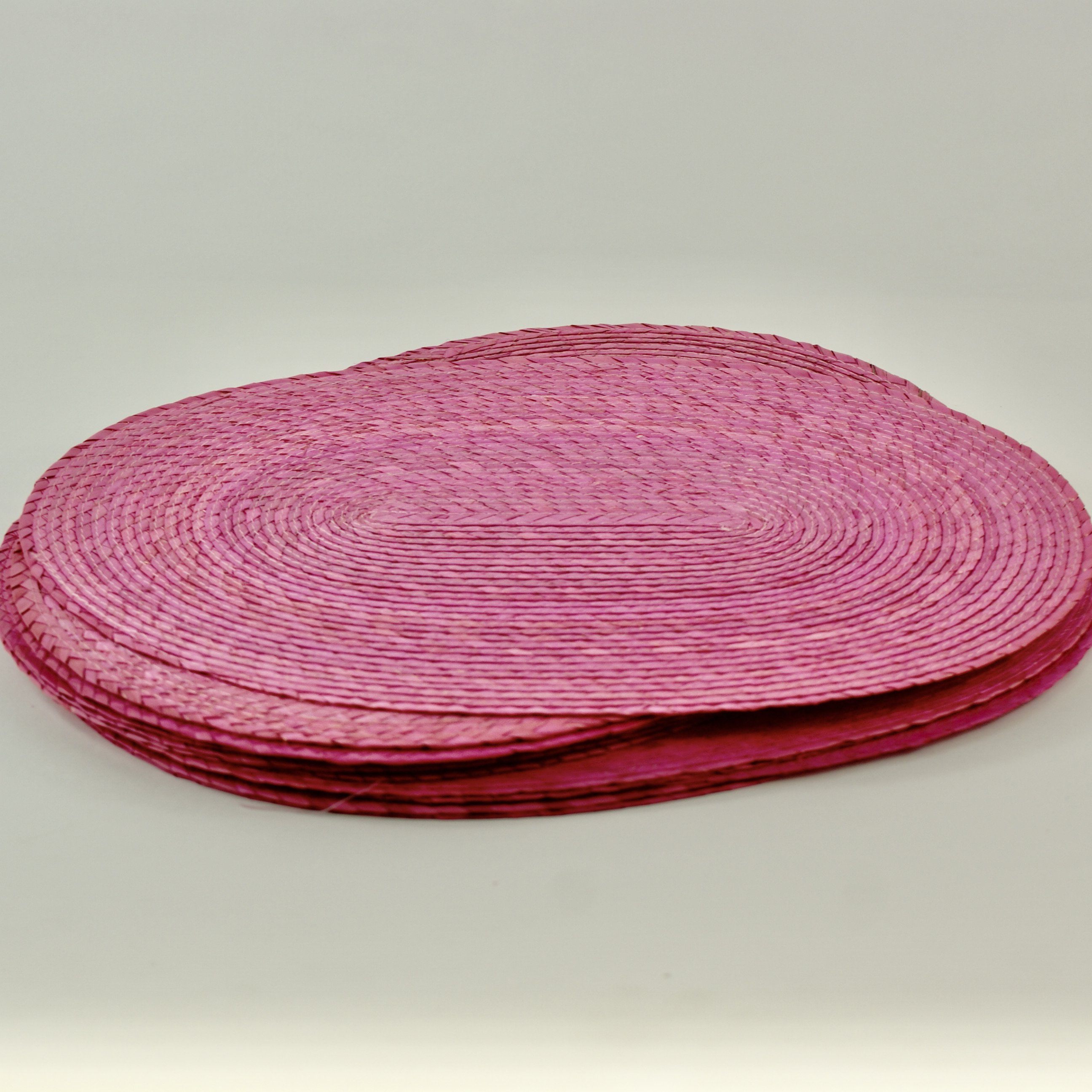 Palma Woven Placemats Home Decor Zinnia Folk Arts Bubble gum Pink  