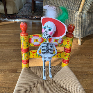 Papel Mache Rustic Skeletons, Bouncing Neck Day of the Dead Zinnia Folk Arts   