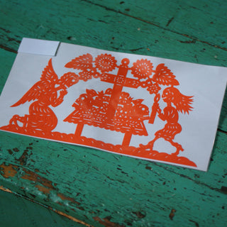 Paper Cut Outs for Framing Fiesta Zinnia Folk Arts Orange  