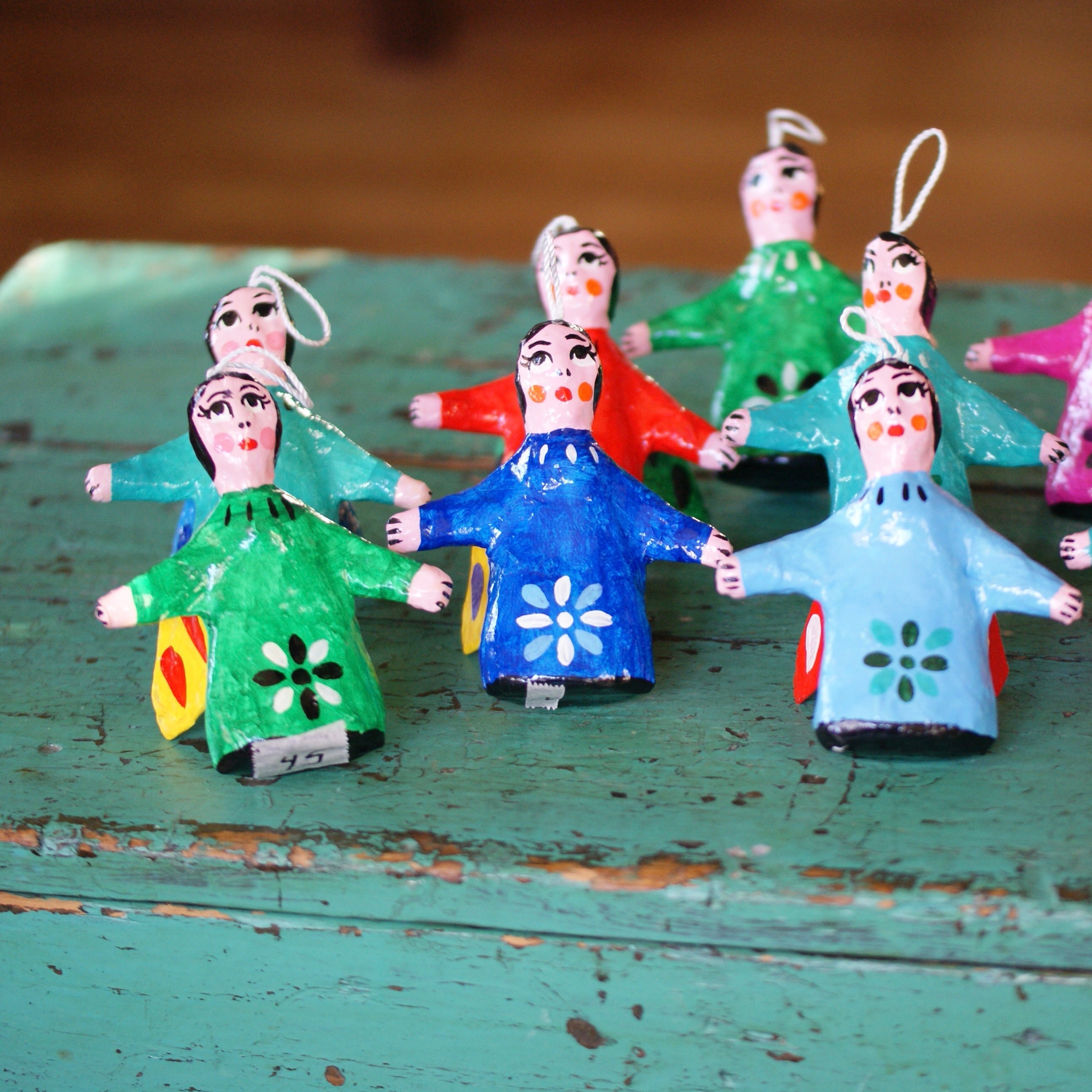 Paper Mache Mexican Angel Ornaments Christmas Zinnia Folk Arts   