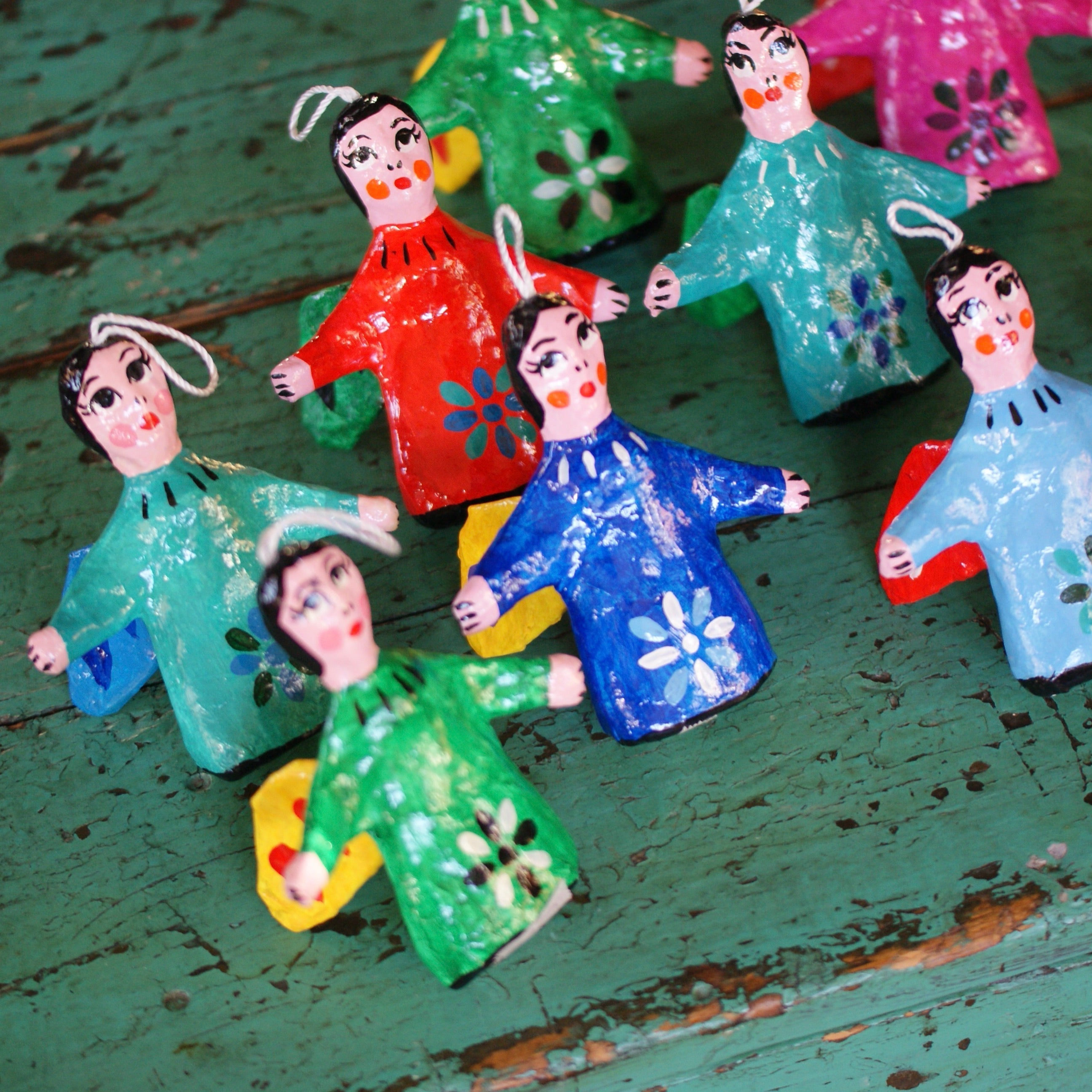 Paper Mache Mexican Angel Ornaments Christmas Zinnia Folk Arts   