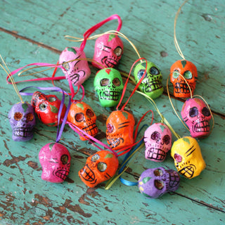 Paper Mache Skull Ornaments Christmas Zinnia Folk Arts   