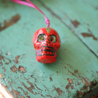 Paper Mache Skull Ornaments Christmas Zinnia Folk Arts   