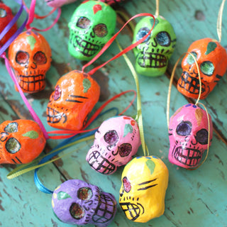 Paper Mache Skull Ornaments Christmas Zinnia Folk Arts   