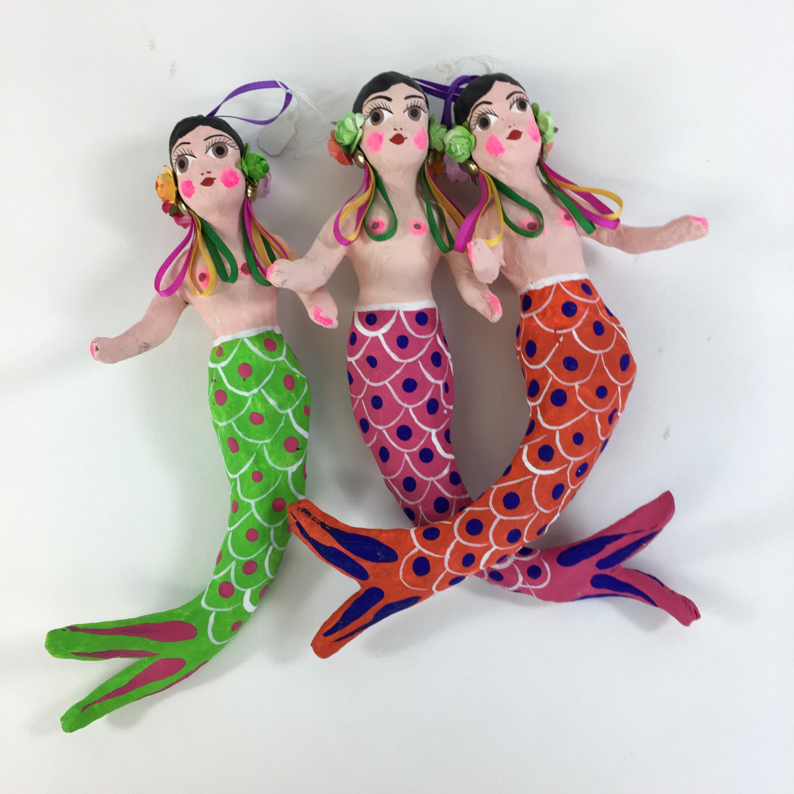 Papier-Mâché Mexican Mermaid Ornaments Christmas Zinnia Folk Arts   