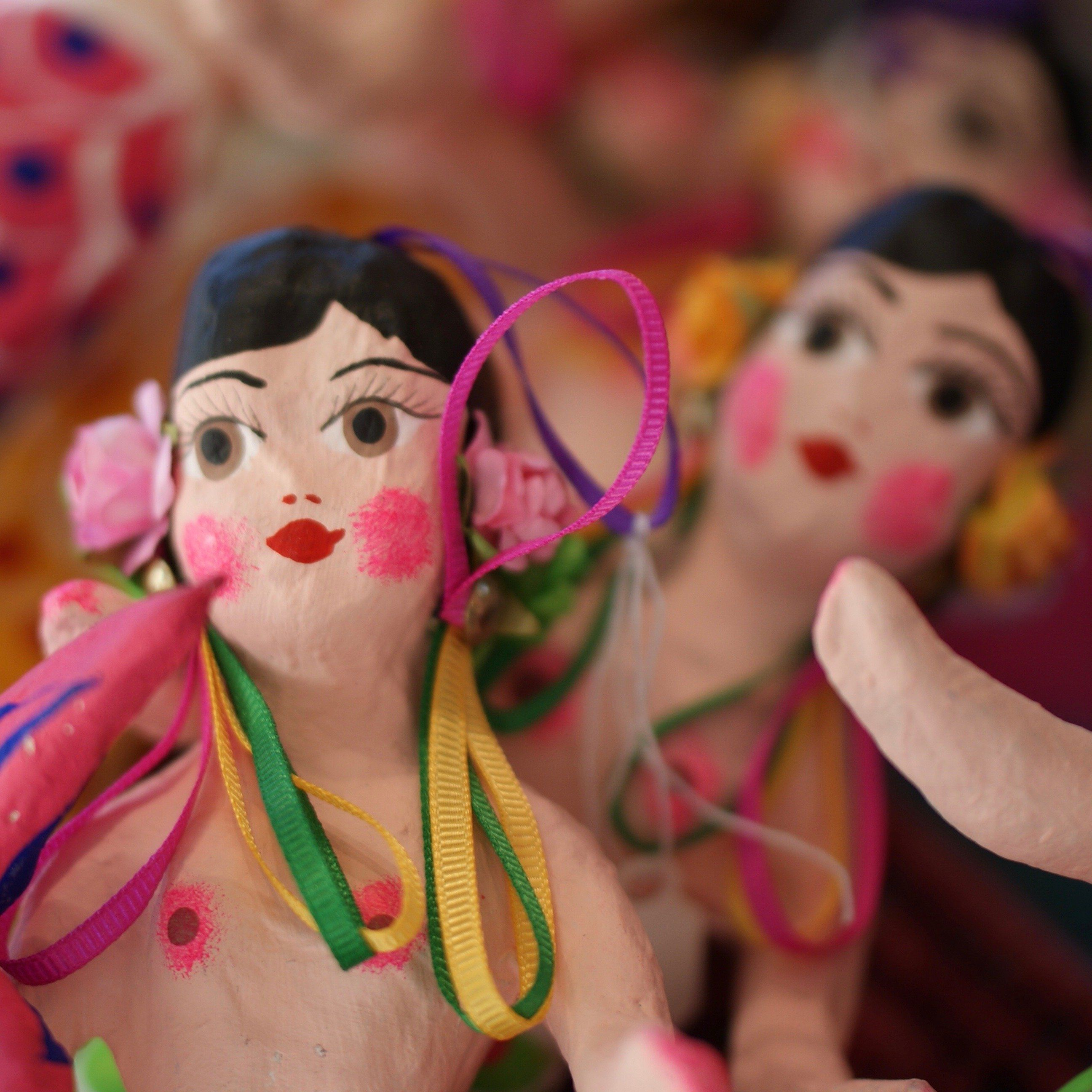 Papier-Mâché Mexican Mermaid Ornaments Christmas Zinnia Folk Arts   