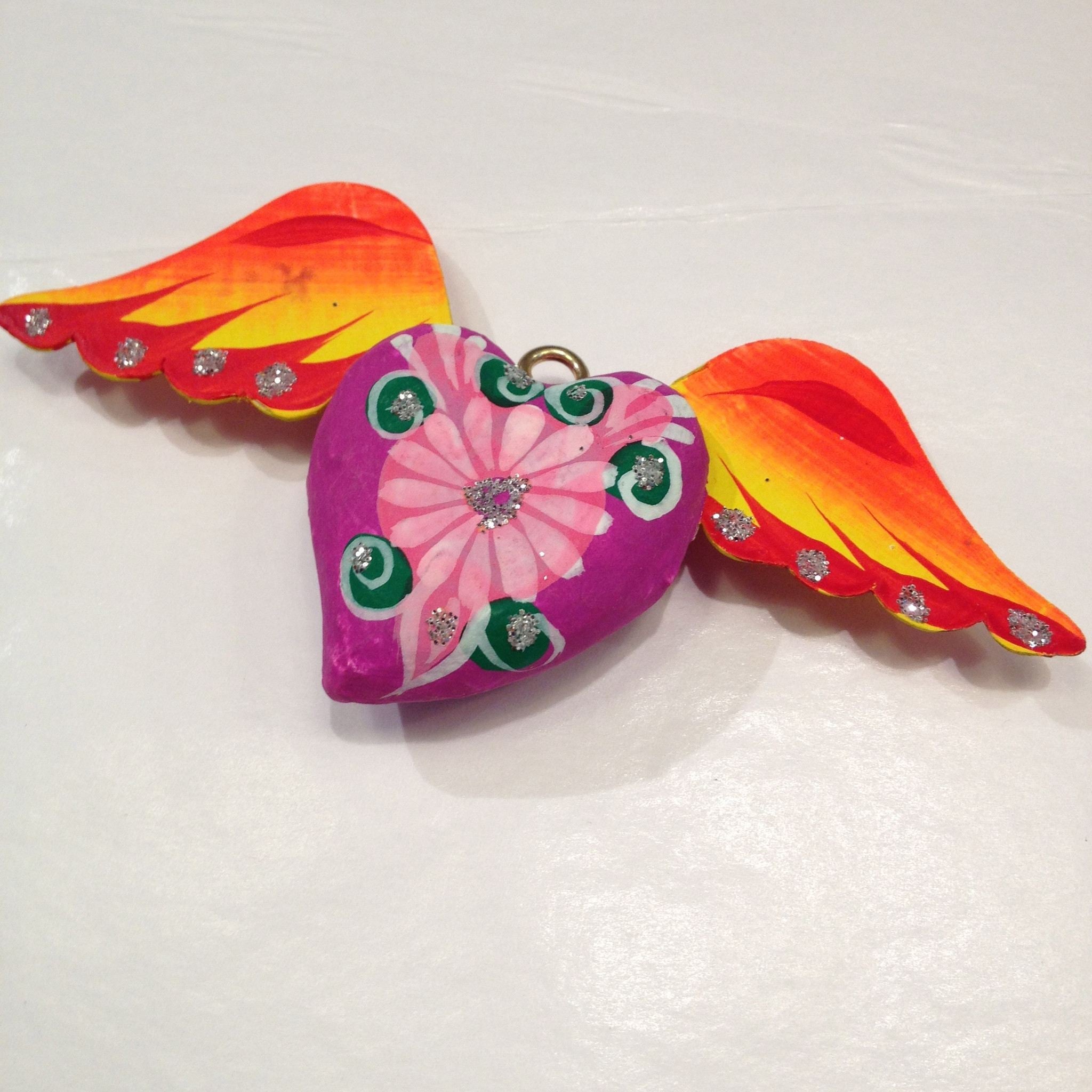 Papier-Mâché Sacred Heart Ornaments Christmas Zinnia Folk Arts   