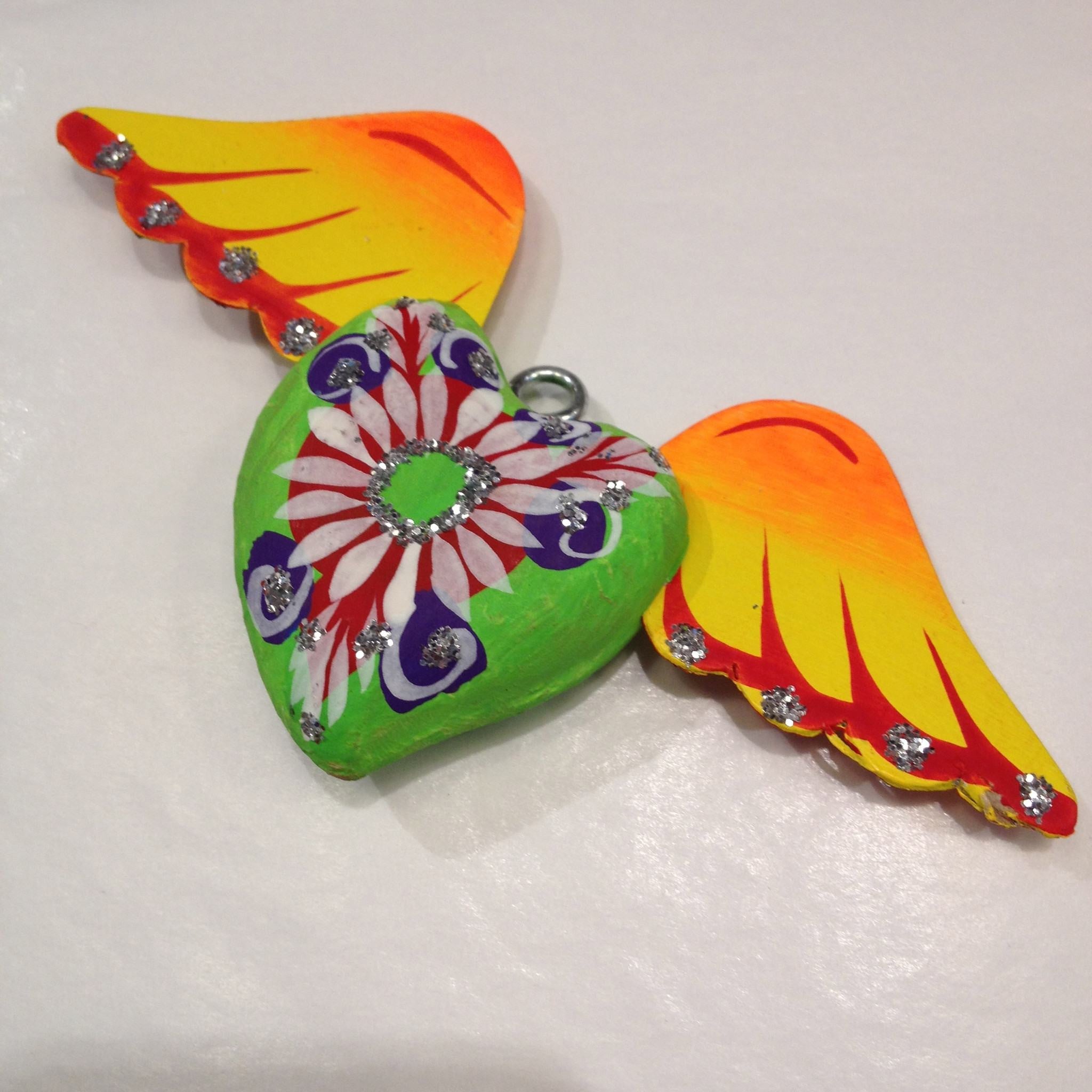 Papier-Mâché Sacred Heart Ornaments Christmas Zinnia Folk Arts   