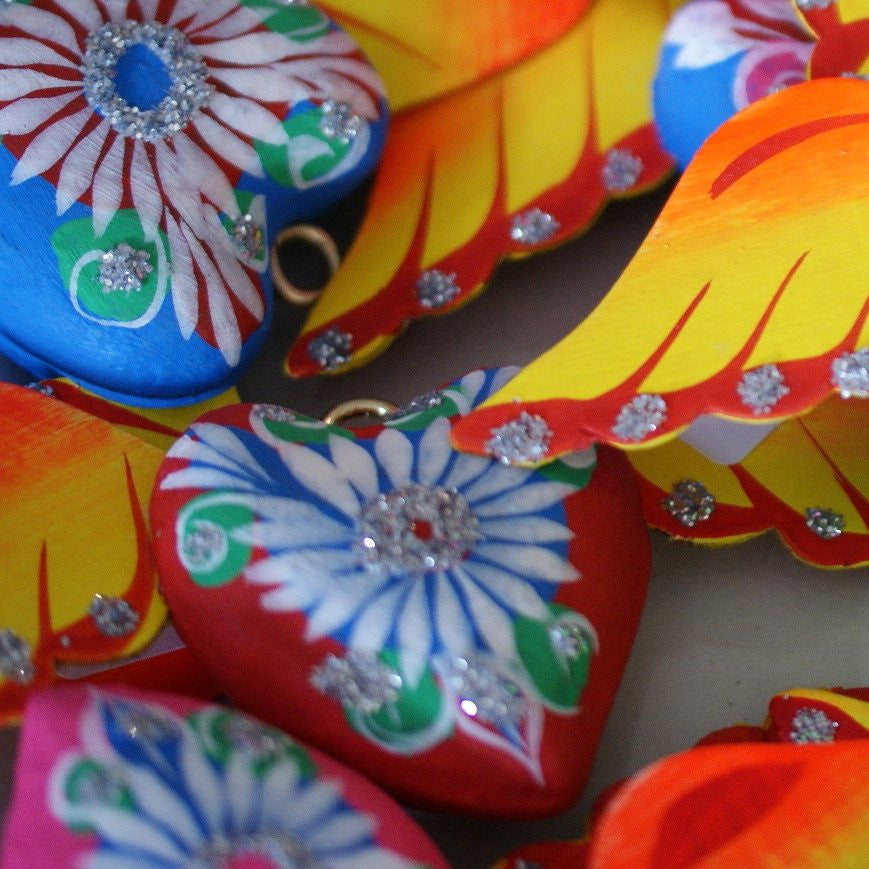 Papier-Mâché Sacred Heart Ornaments Christmas Zinnia Folk Arts   