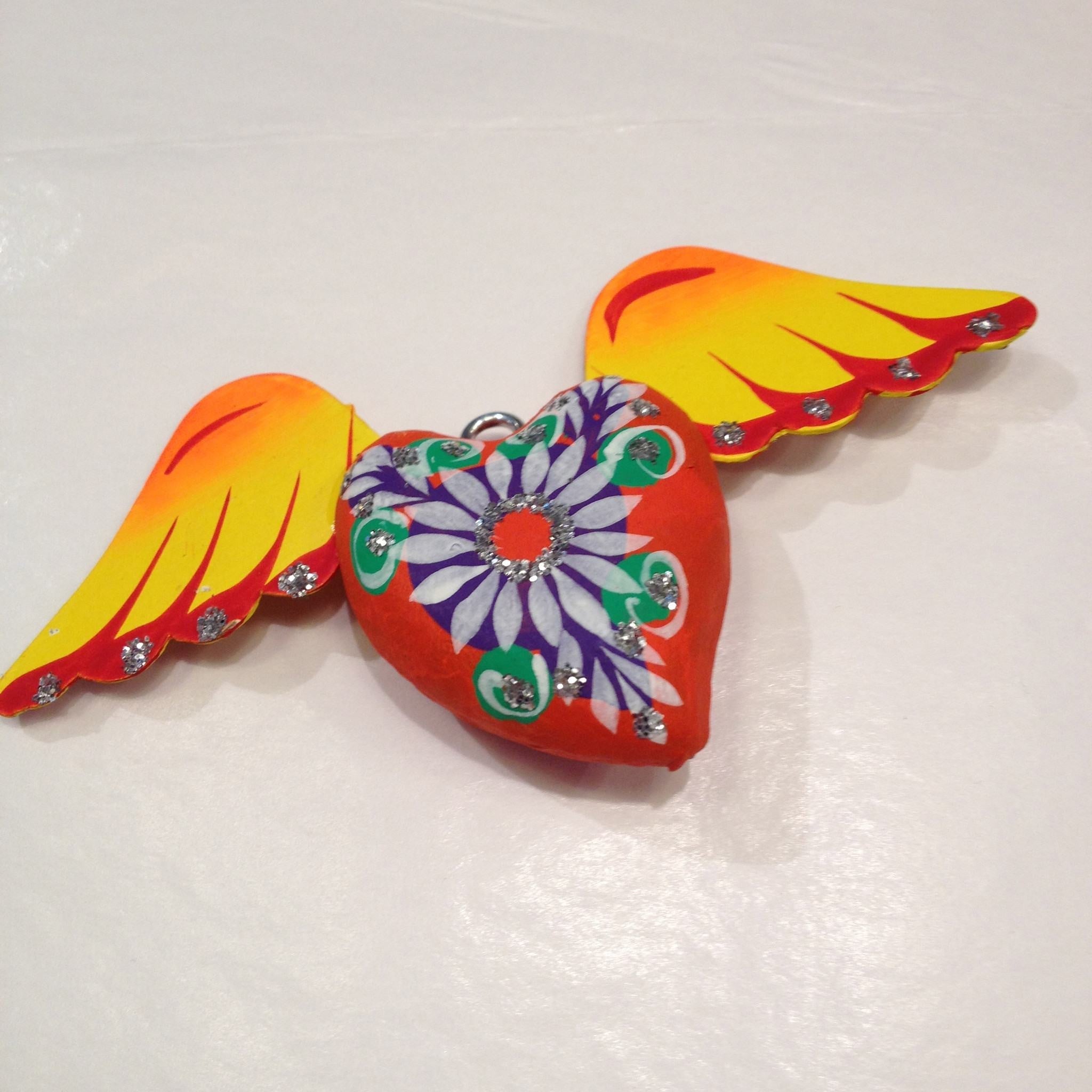 Papier-Mâché Sacred Heart Ornaments Christmas Zinnia Folk Arts   