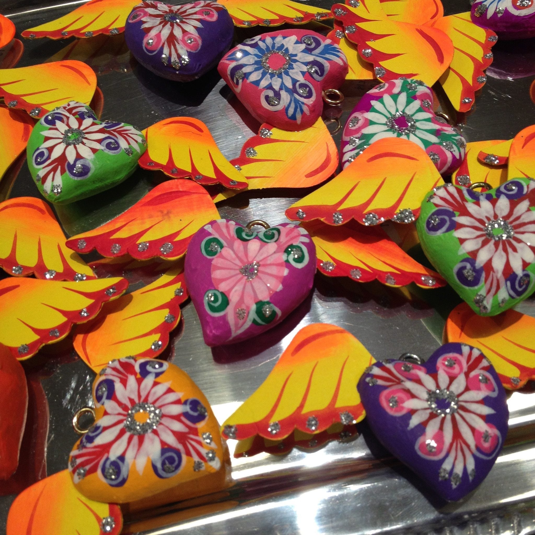 Papier-Mâché Sacred Heart Ornaments Christmas Zinnia Folk Arts   