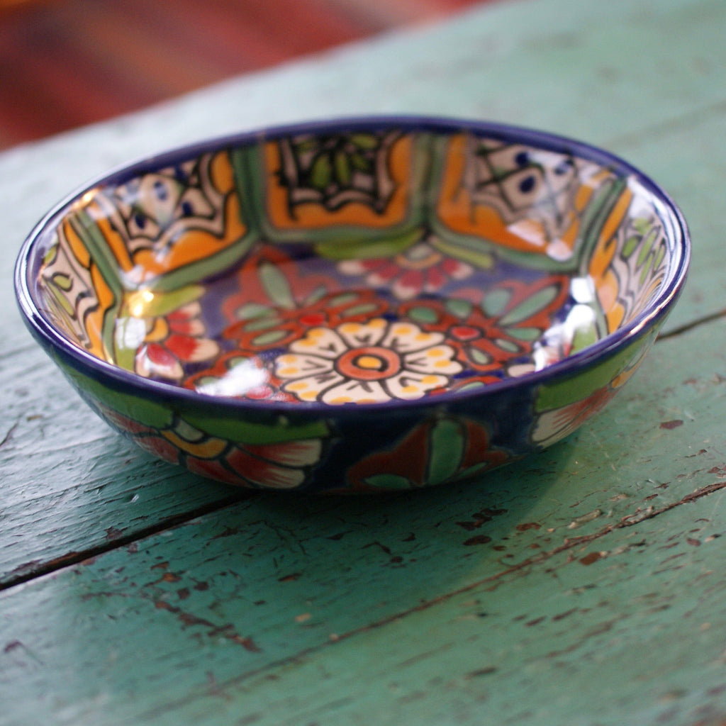 Pasta or Soup Bowl, Ready to Ship Ceramics Zinnia Folk Arts Azul y Rojo  