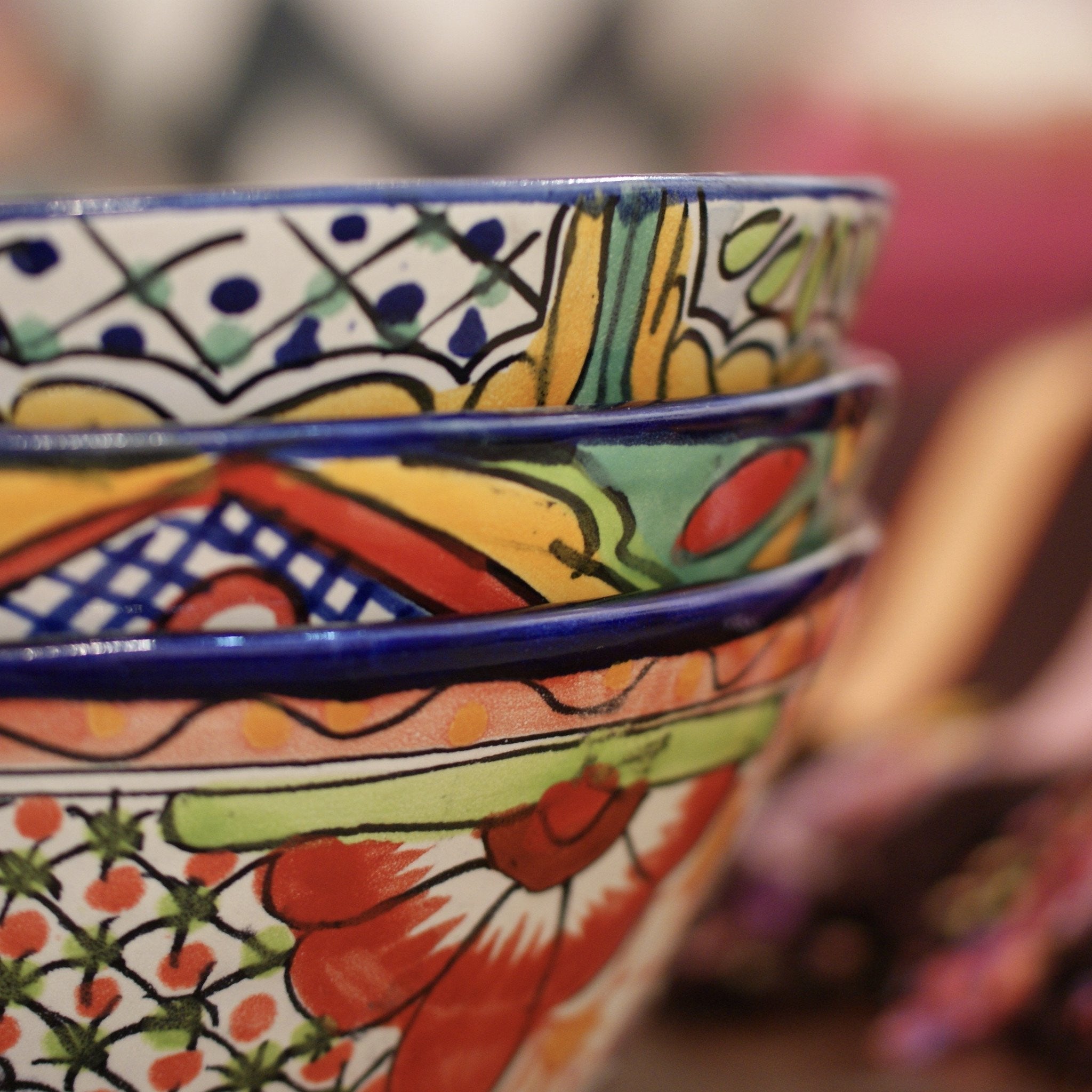 Pozole Mexican Talavera Salad Bowl, Large, Ready to Ship Ceramics Zinnia Folk Arts   