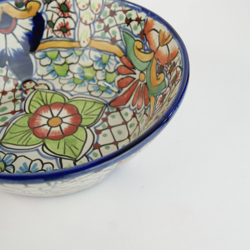 Pozole Mexican Talavera Salad Bowl, Large, Ready to Ship Ceramics Zinnia Folk Arts Red Petunia  