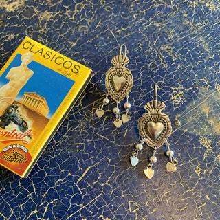 Pressed Silver Sacred Heart Earrings, Sterling Silver earrings Moosepablos   