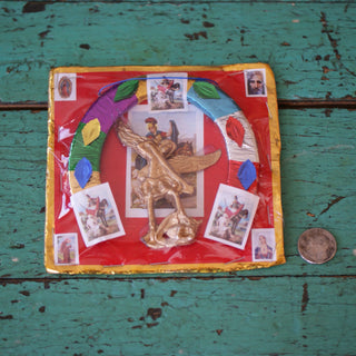 Red Amulet Mexican Protecciones religious Zinnia Folk Arts   