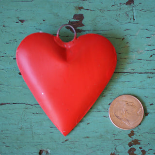 Red Painted Tin Mexican Hearts holiday Zinnia Folk Arts   