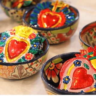Sacred Heart Painted Tin Ornaments Christmas Zinnia Folk Arts   