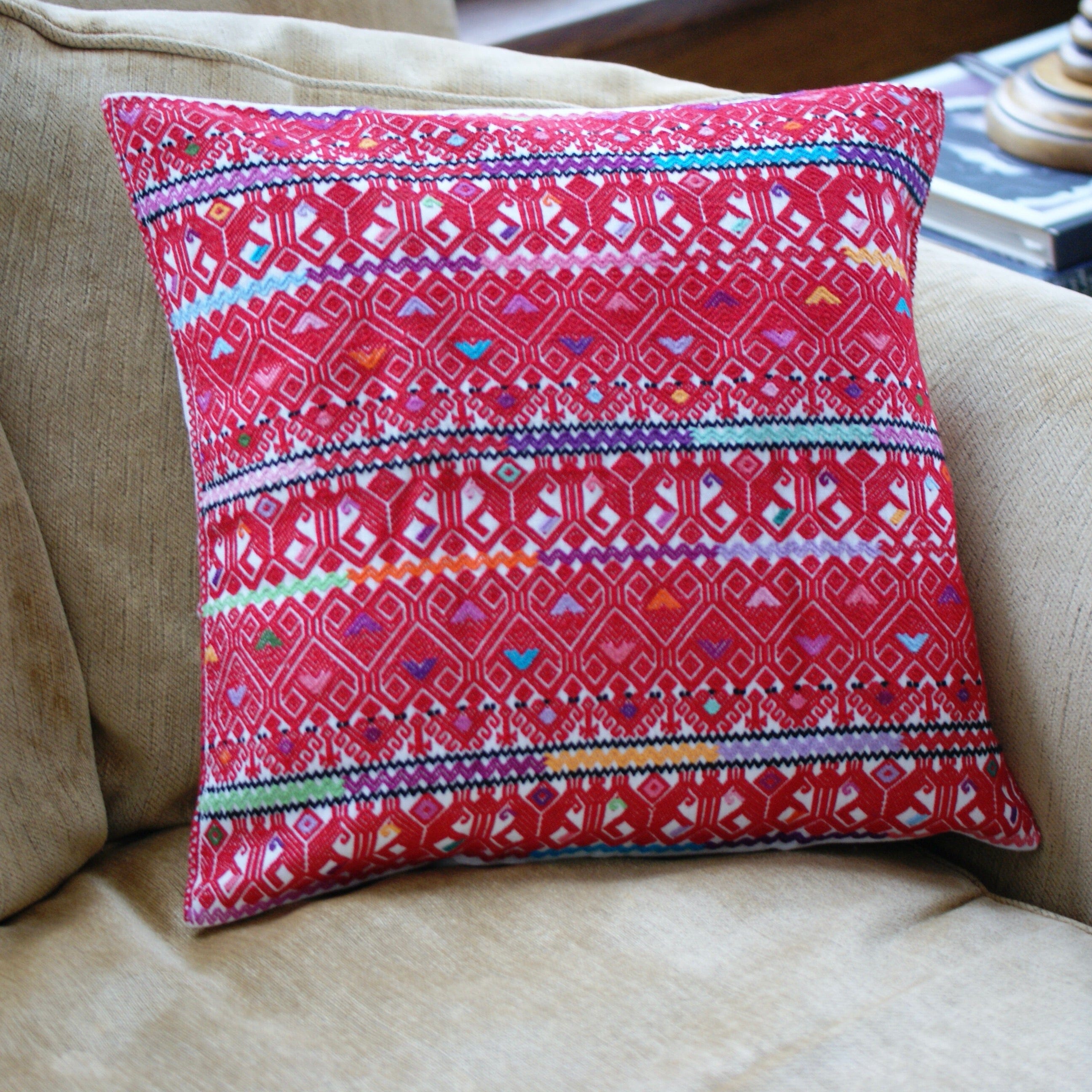 San Andres Handwoven Square Pillows textiles Zinnia Folk Arts   