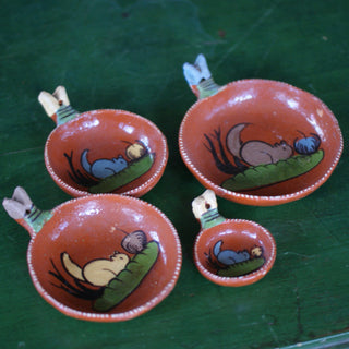 Set of Vintage Decorated Tlaquepaque Nesting Bowls  Zinnia Folk Arts   