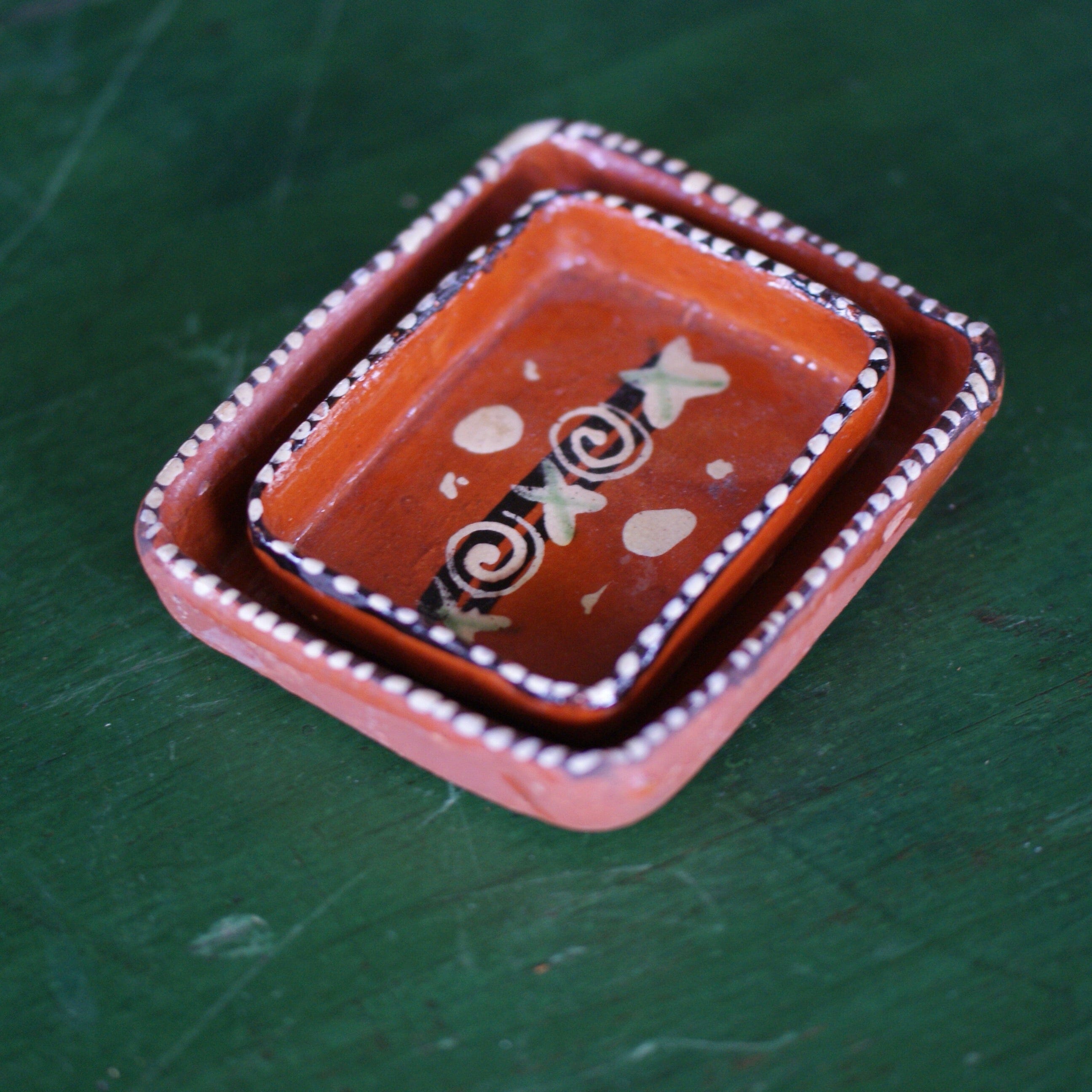 Set of Vintage Rectangular Tlaquepaque Nesting Bowls  Zinnia Folk Arts Set of Two  