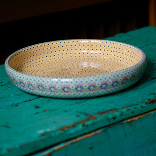 Shallow Sides Capula Round Baking Pan or Tray, Ready to Ship Ceramics Zinnia Folk Arts   