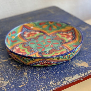 Shallow Sides Talavera Round Pie Plate Baking Pan or Tray, Ready to Ship Ceramics Zinnia Folk Arts   