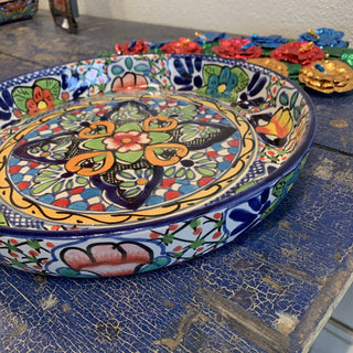 Shallow Sides Talavera Round Pie Plate Baking Pan or Tray, Ready to Ship Ceramics Zinnia Folk Arts   