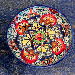 Shallow Sides Talavera Round Pie Plate Baking Pan or Tray, Ready to Ship Ceramics Zinnia Folk Arts   