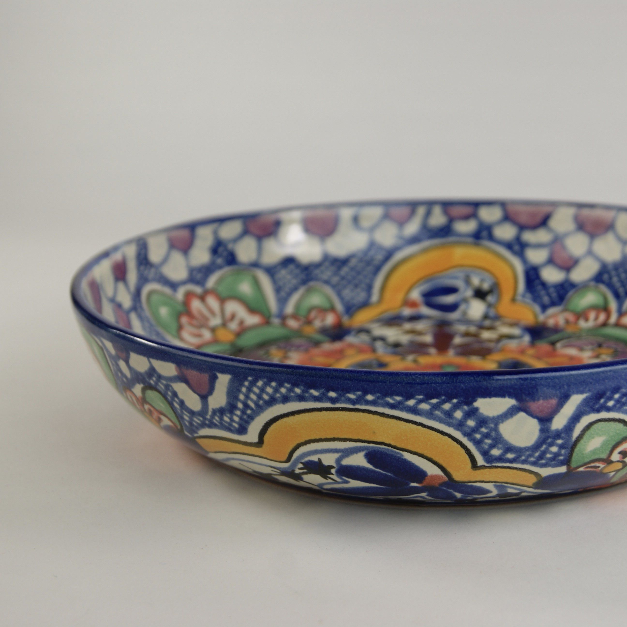 Shallow Talavera Serving Bowl, Ready to Ship Ceramics Zinnia Folk Arts   
