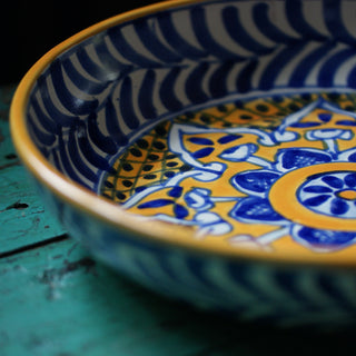 Shallow Talavera Serving Bowl, Ready to Ship Ceramics Zinnia Folk Arts   