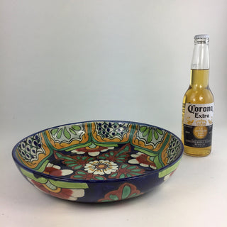 Shallow Talavera Serving Bowl, Ready to Ship Ceramics Zinnia Folk Arts   