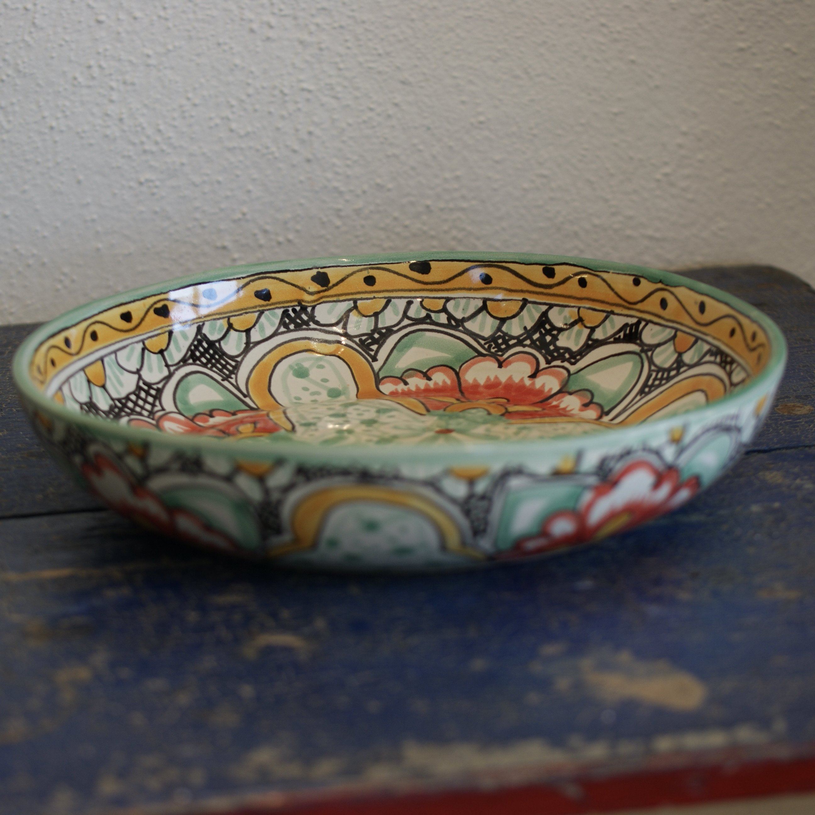 Shallow Talavera Serving Bowl, Ready to Ship Ceramics Zinnia Folk Arts   
