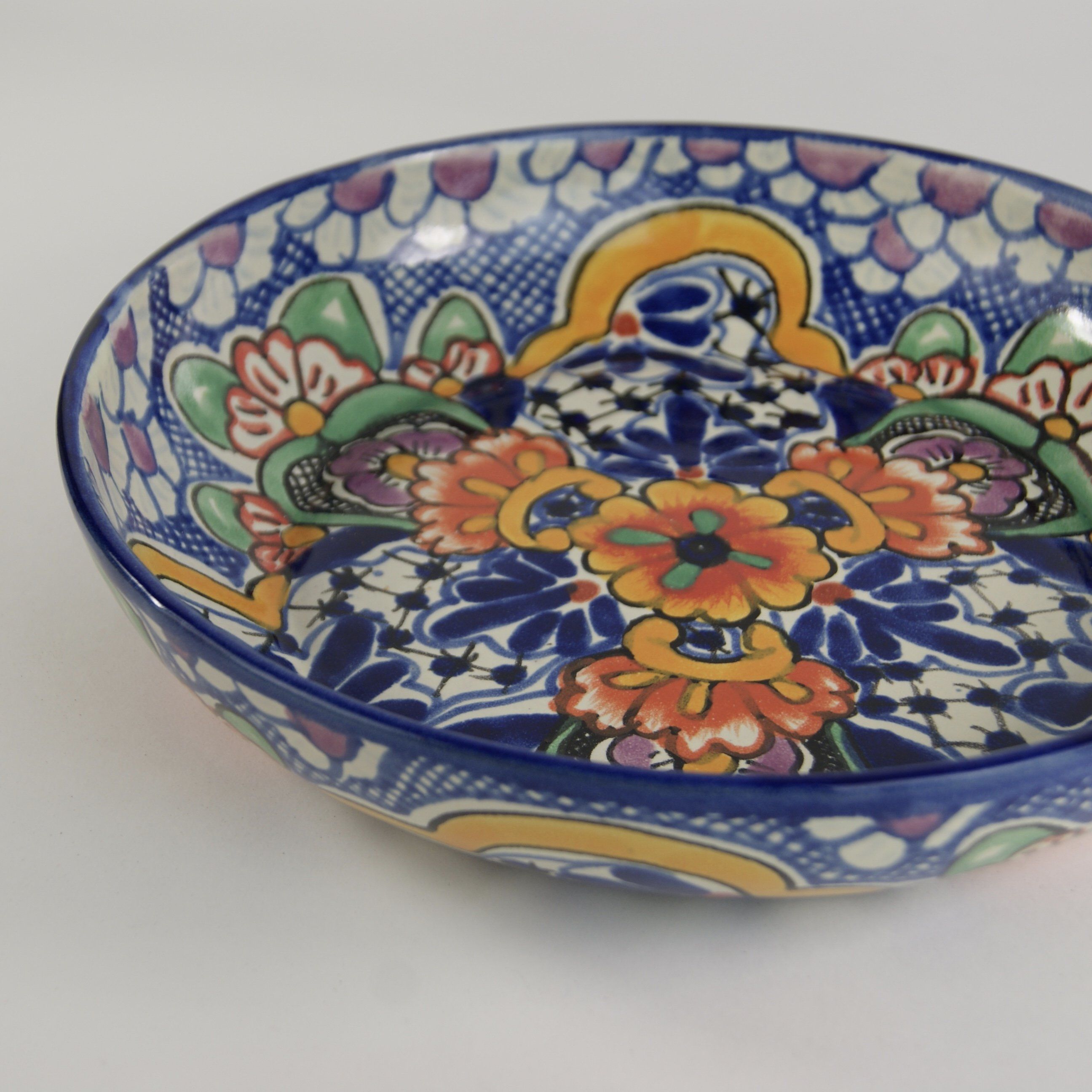 Shallow Talavera Serving Bowl, Ready to Ship Ceramics Zinnia Folk Arts   