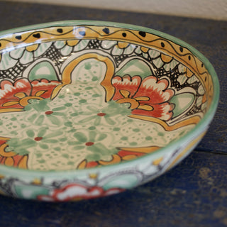 Shallow Talavera Serving Bowl, Ready to Ship Ceramics Zinnia Folk Arts Mint Green  