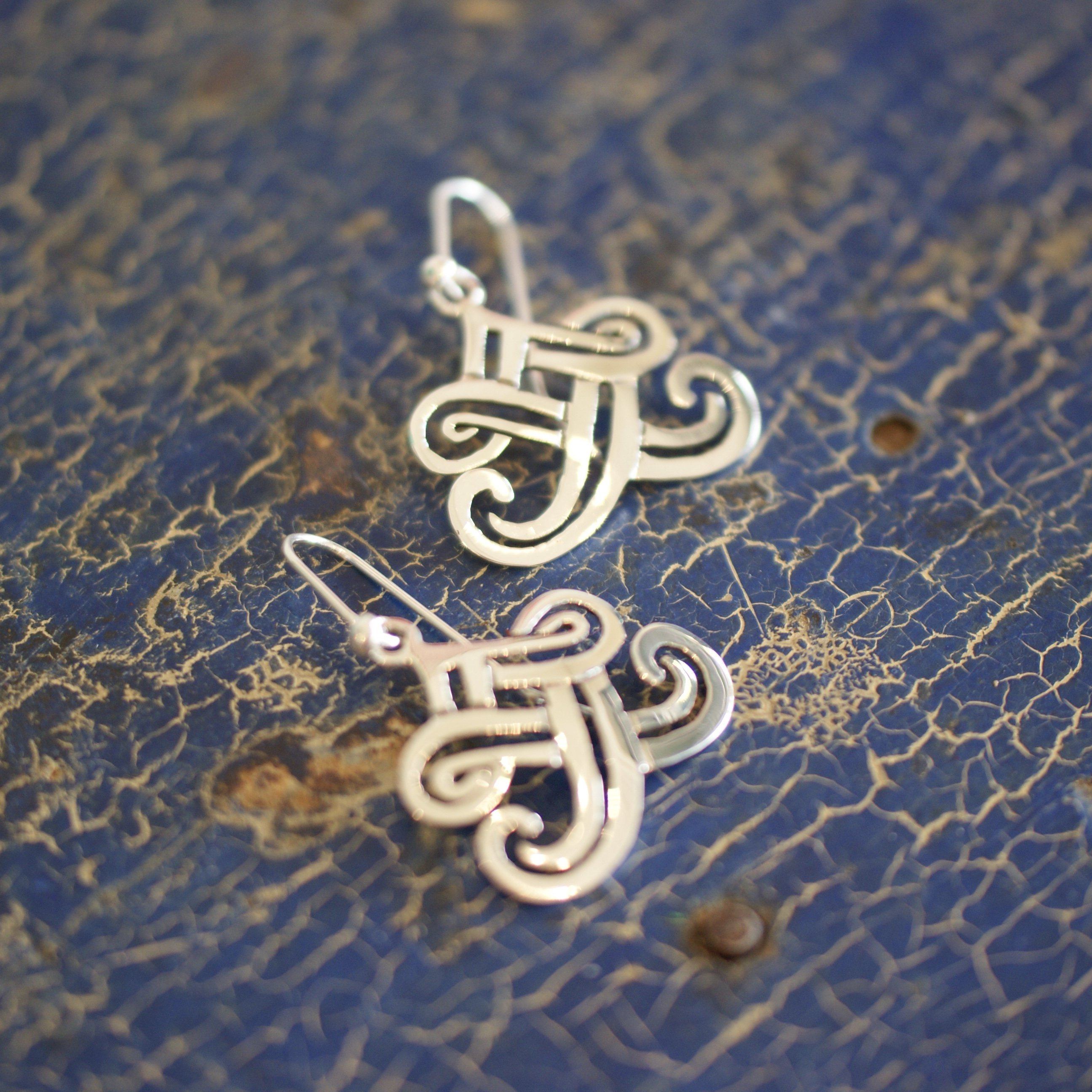 Silver Azteca Earrings  Zinnia Folk Arts   