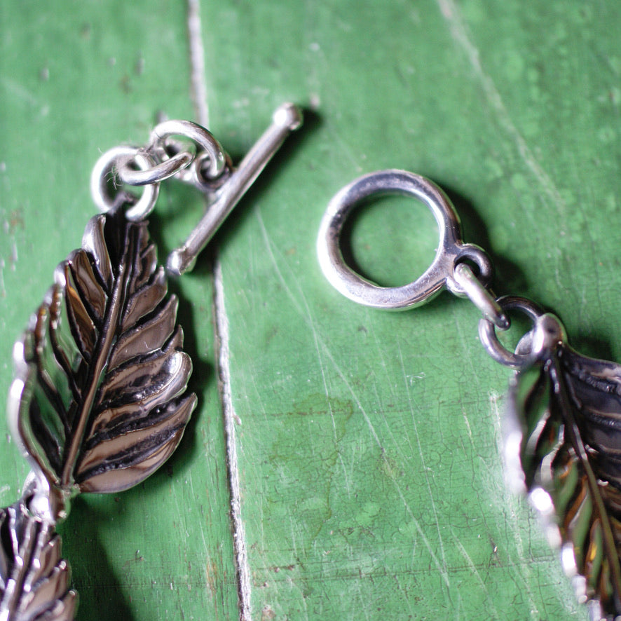 Silver Palm Leaf Bracelet Jewelry Zinnia Folk Arts   