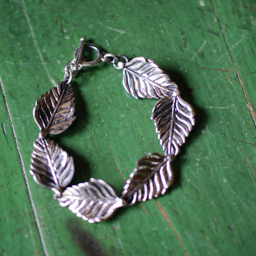 Silver Palm Leaf Bracelet Jewelry Zinnia Folk Arts   