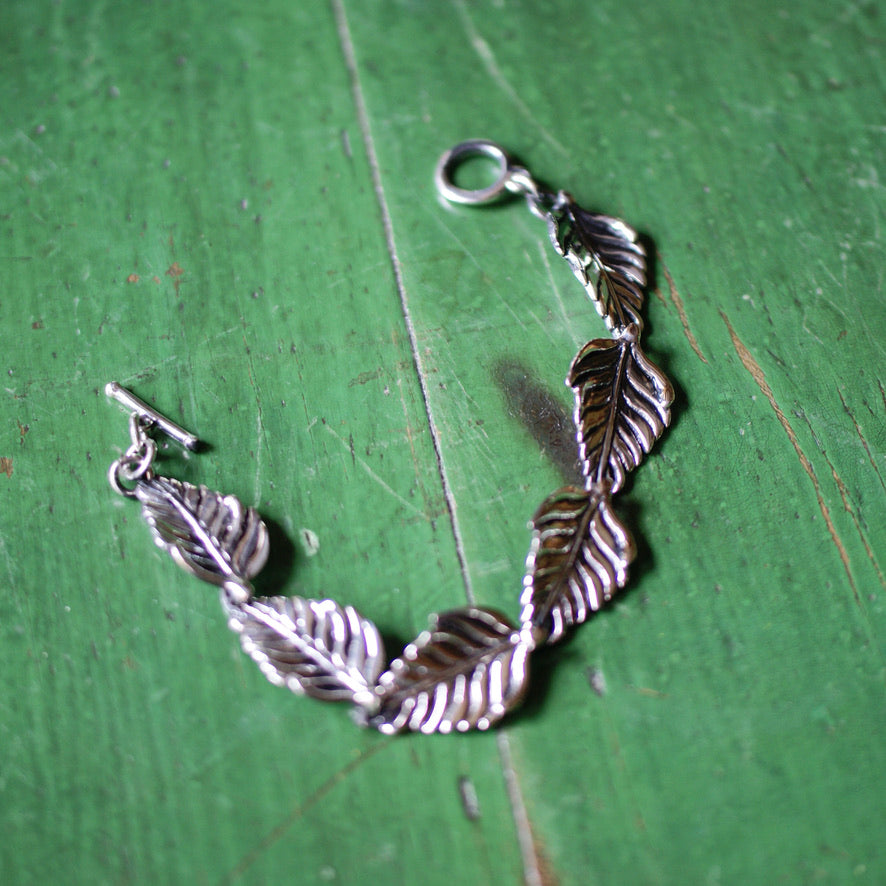 Silver Palm Leaf Bracelet Jewelry Zinnia Folk Arts   