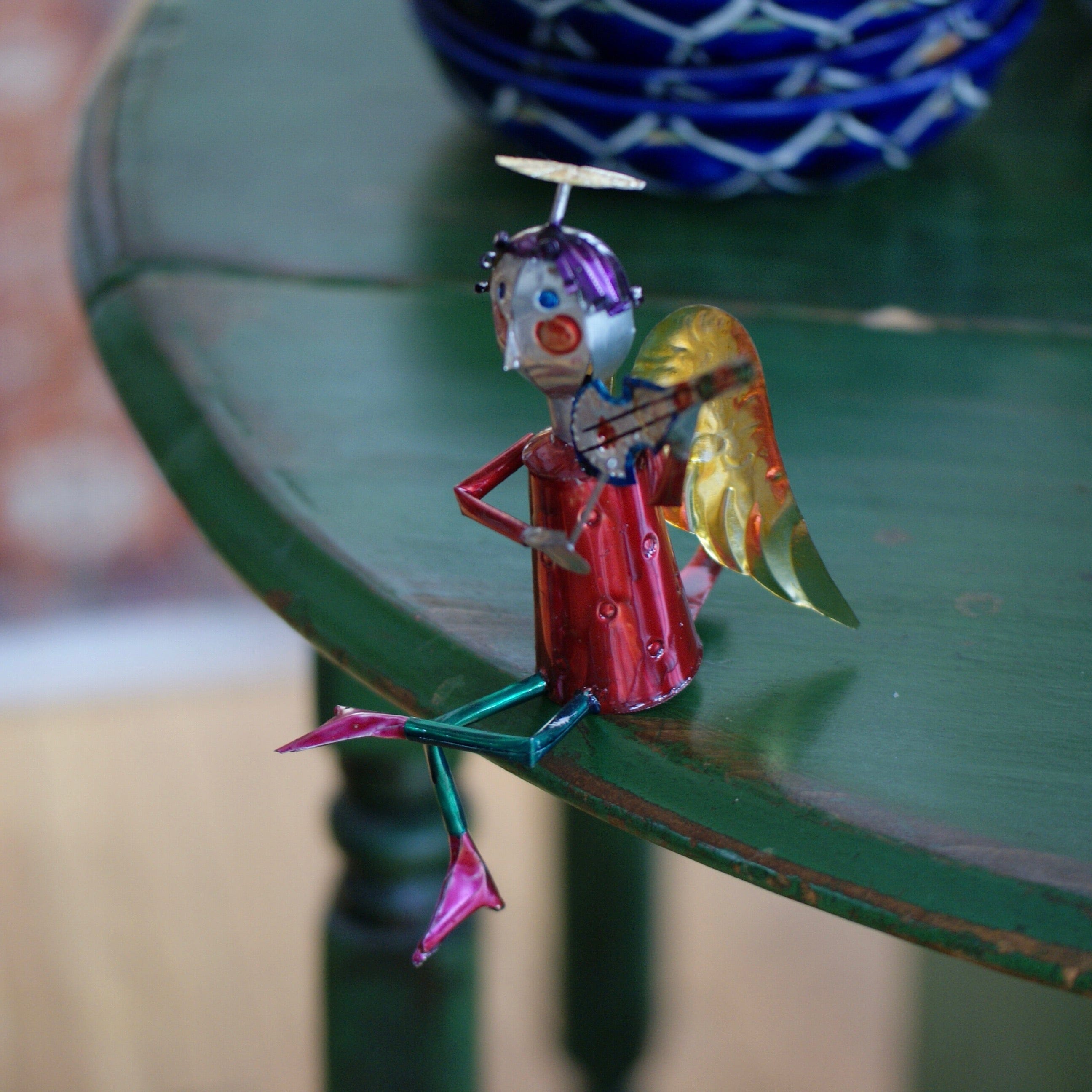 Sitting Tin Angel Musician Christmas Zinnia Folk Arts   