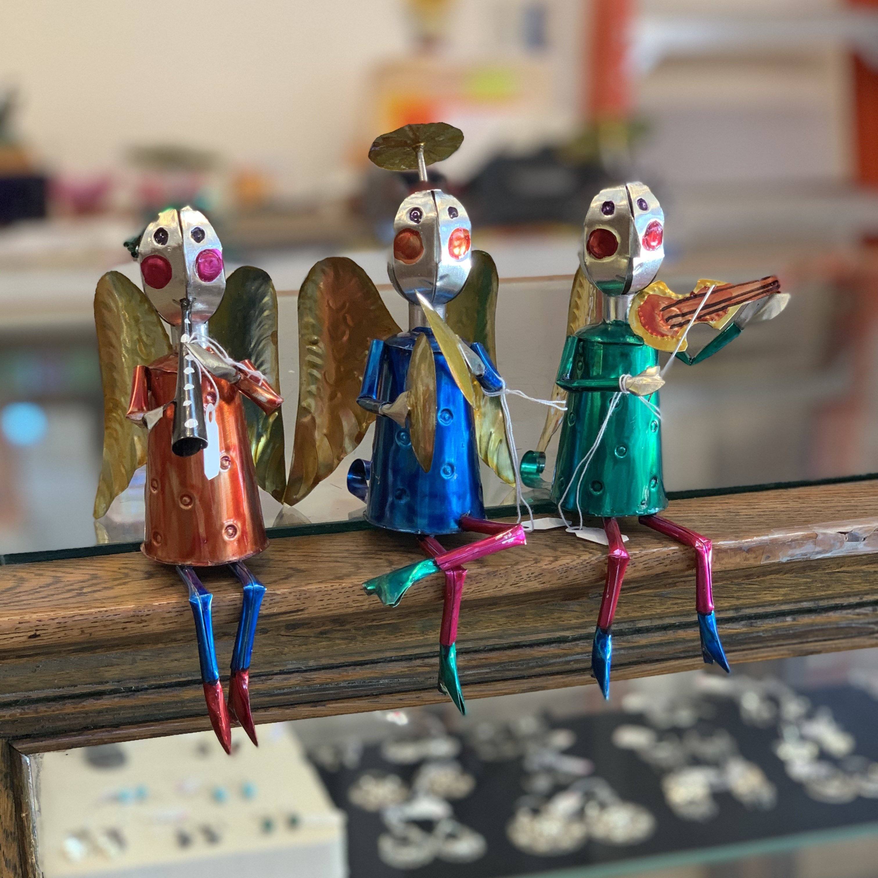 Sitting Tin Angel Musician Christmas Zinnia Folk Arts   