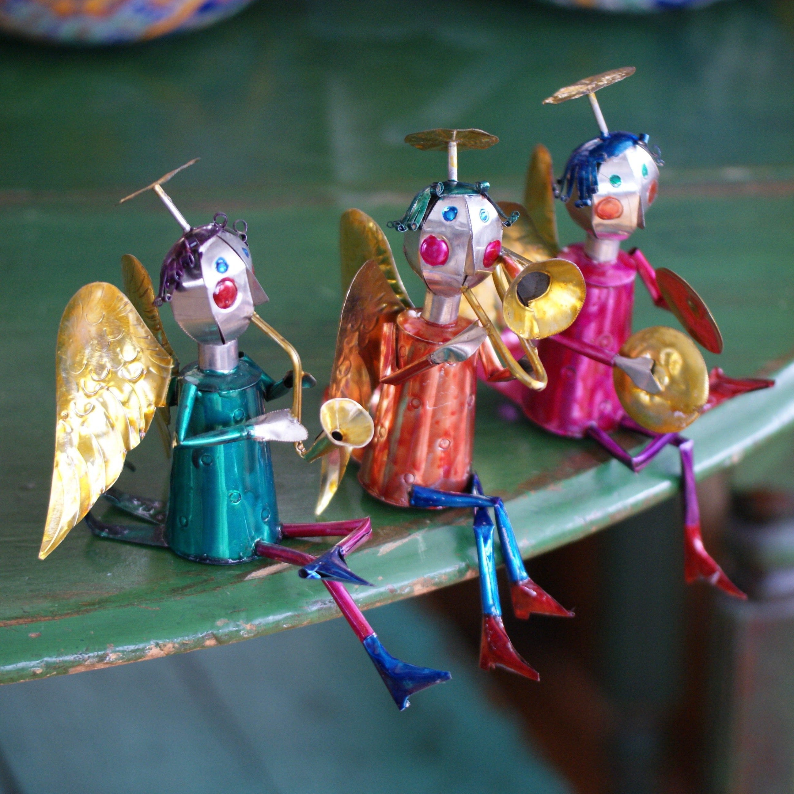 Sitting Tin Angel Musician Christmas Zinnia Folk Arts   