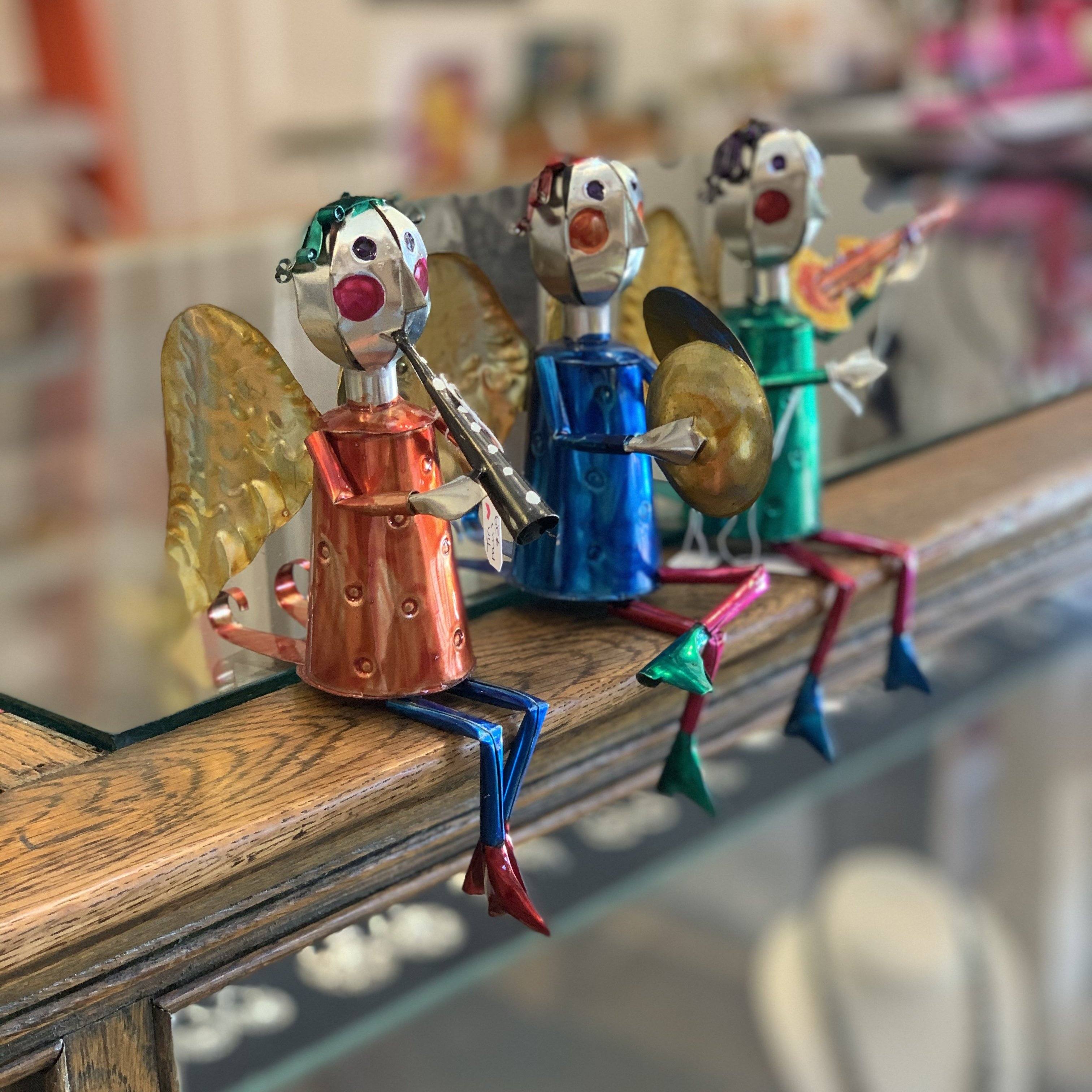 Sitting Tin Angel Musician Christmas Zinnia Folk Arts   