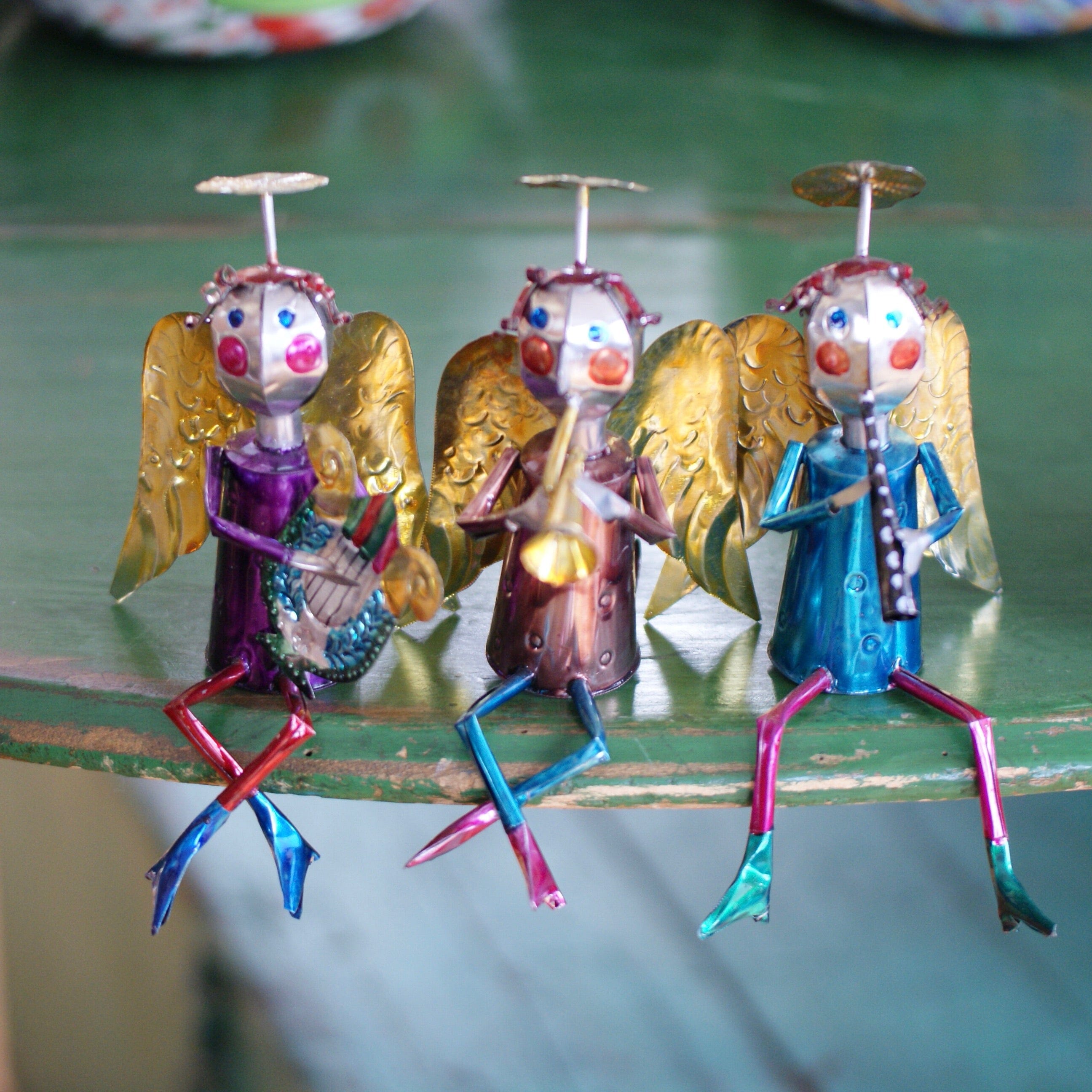 Sitting Tin Angel Musician Christmas Zinnia Folk Arts   